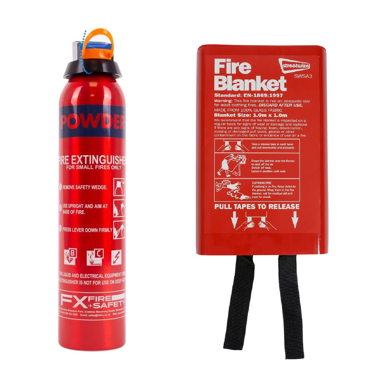 0.6kg BC Dry Power Fire Extinguisher & Blanket Caravan Boat Home