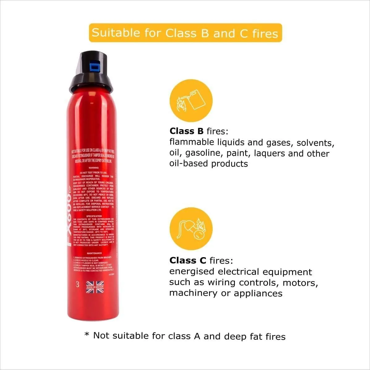 0.6kg BC Dry Power Fire Extinguisher & Blanket Caravan Boat Home