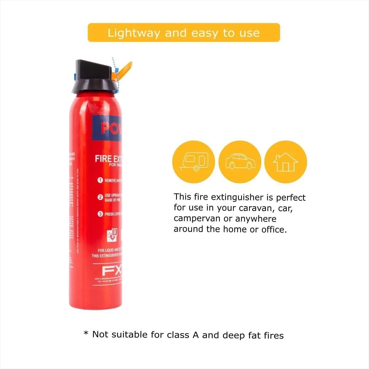 0.6kg BC Dry Power Fire Extinguisher & Blanket Caravan Boat Home