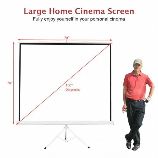 100" 70 x 70 Portable Square Tripod Screen Projection Projector