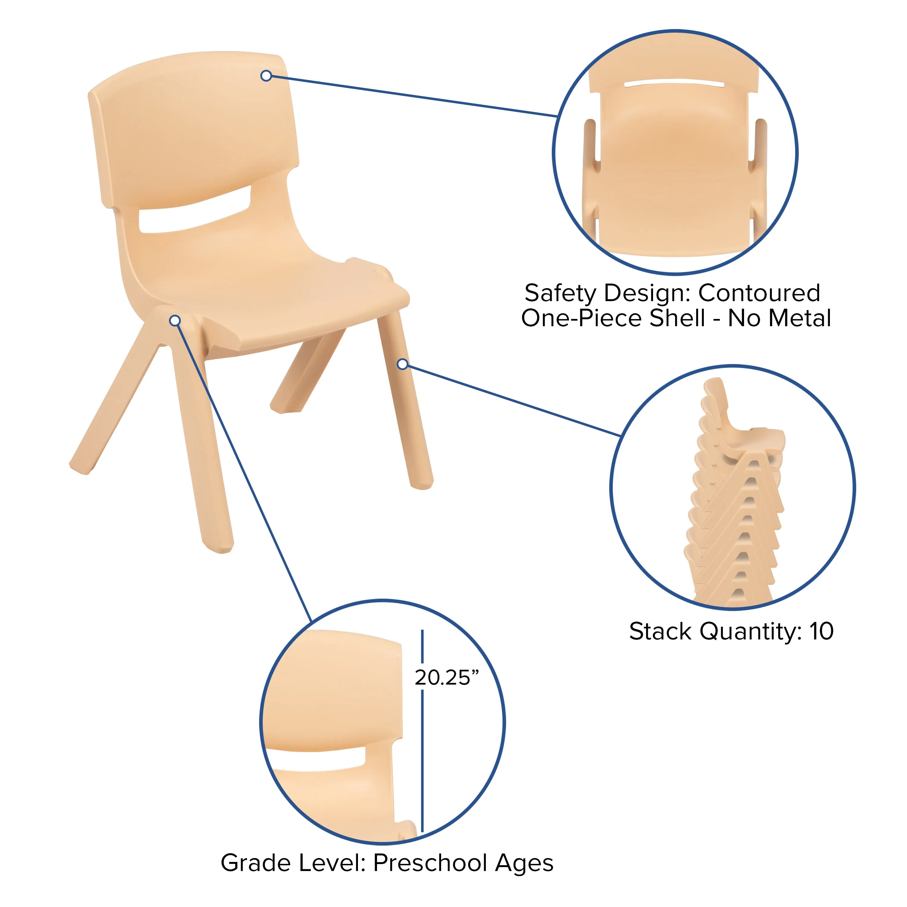 23x47 Natural Kids Table Set YU-YCY-060-0034-RECT-TBL-NAT-GG