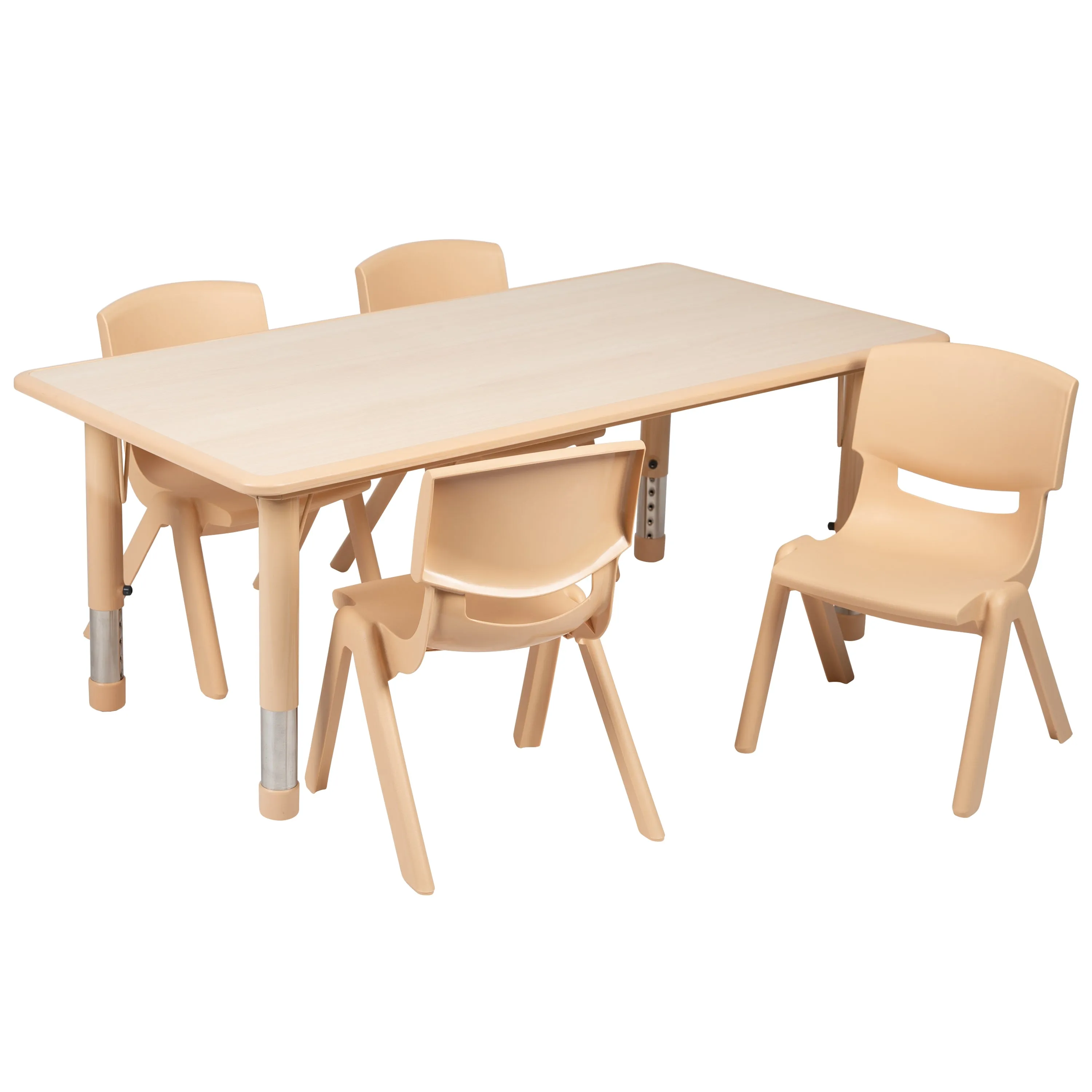 23x47 Natural Kids Table Set YU-YCY-060-0034-RECT-TBL-NAT-GG