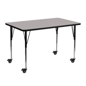 24x48 REC Grey Activity Table XU-A2448-REC-GY-H-A-CAS-GG