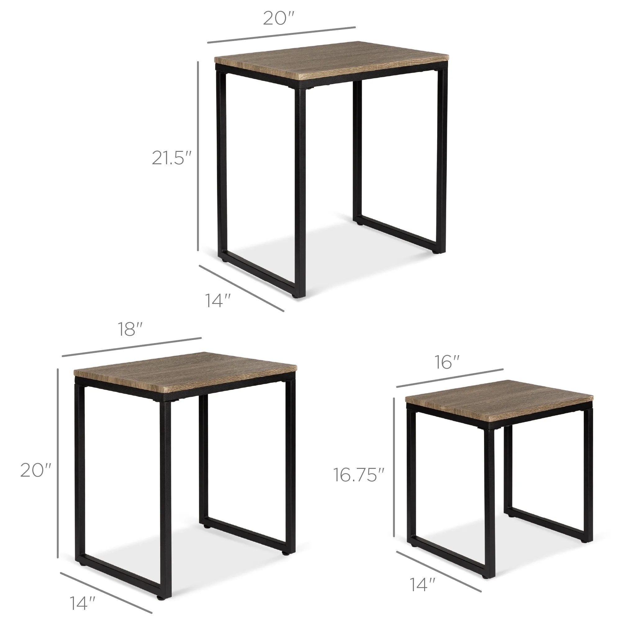 3-Piece Modern Stackable Nesting Coffee Table Home Accents Set