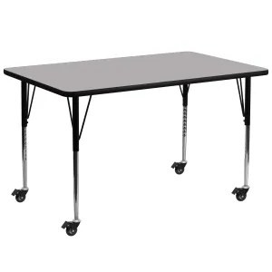 30x72 REC Grey Activity Table XU-A3072-REC-GY-T-A-CAS-GG