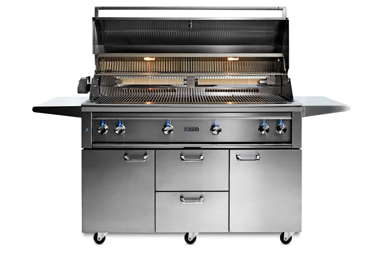 54" Professional Freestanding Grill with 1 Trident Infrared Burner and 3 Ceramic Burners and Rotisserie (L54TRF)