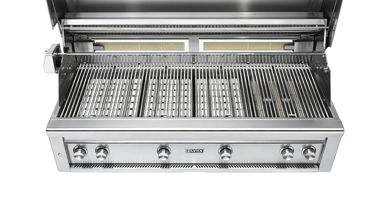 54" Professional Freestanding Grill with 1 Trident Infrared Burner and 3 Ceramic Burners and Rotisserie (L54TRF)