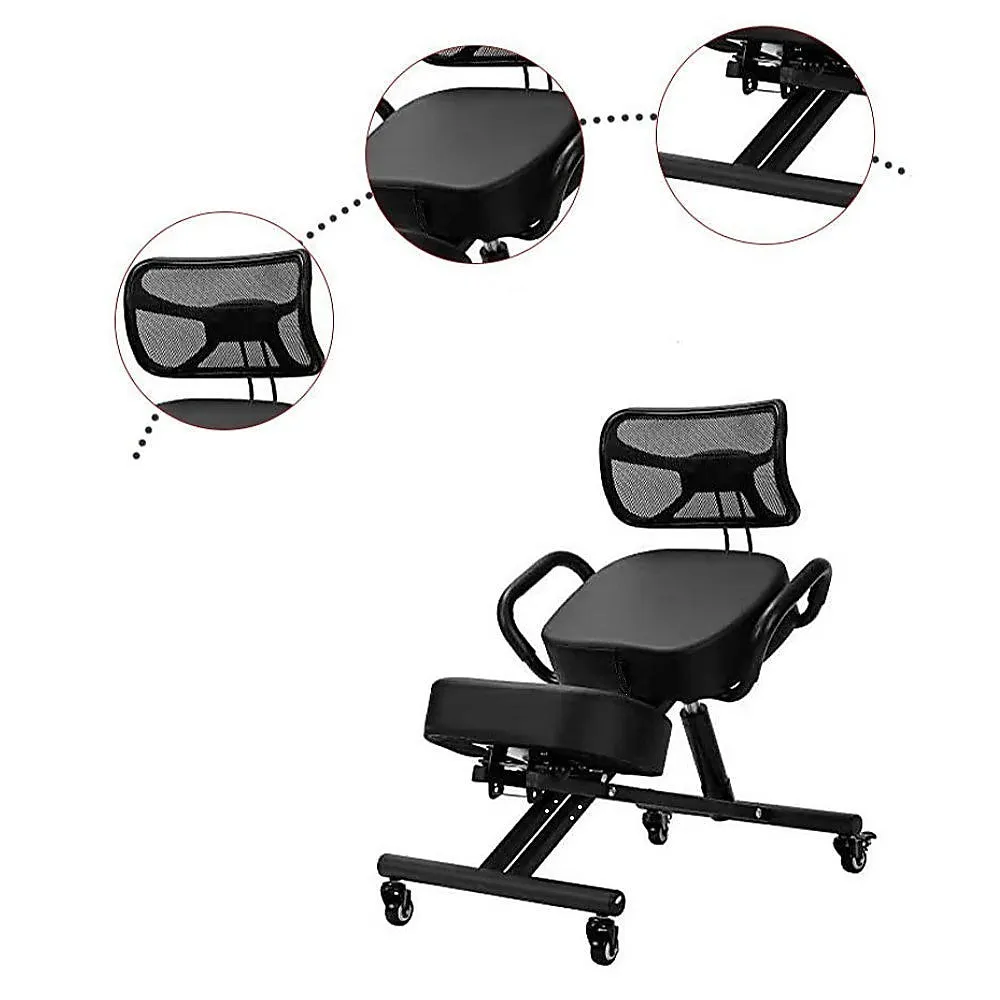 Adjustable Ergonomic Kneeling Posture Chair w/ Backrest - 100kg