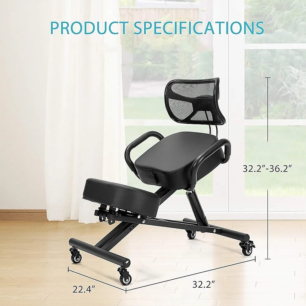 Adjustable Ergonomic Kneeling Posture Chair w/ Backrest - 100kg