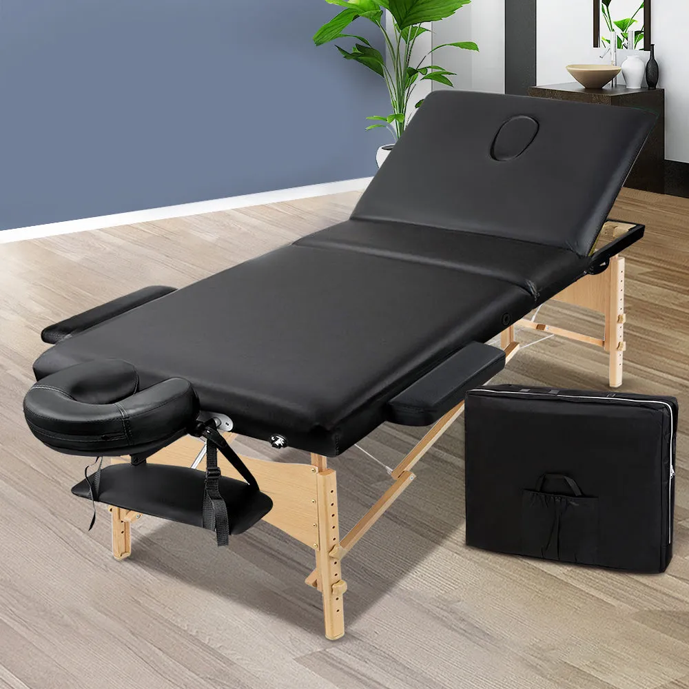 Adjustable Wooden Massage Table 3 Fold Portable 70cm Zenses