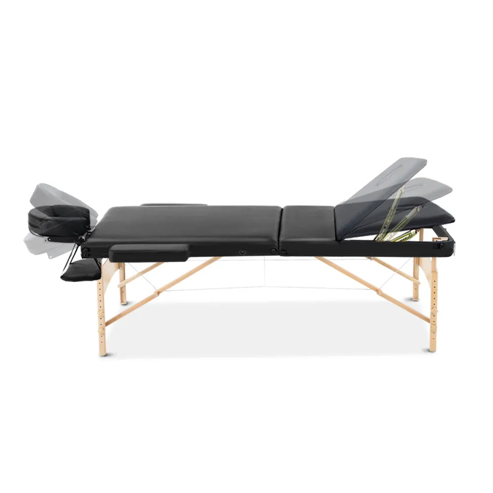 Adjustable Wooden Massage Table 3 Fold Portable 70cm Zenses