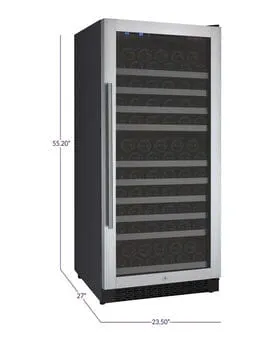 Allavino FlexCount II Tru-Vino 128 Bottle Single Zone Stainless Steel Right Hinge Wine Refrigerator VSWR128-1SR20