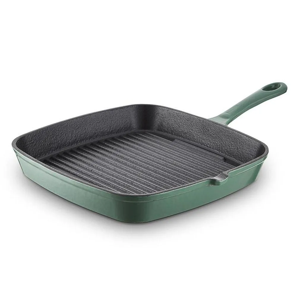 Barbary & Oak Foundry 23cm Verdigris Green Cast Iron Grill Pan