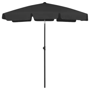 Beach Umbrella Black 180x120 cm