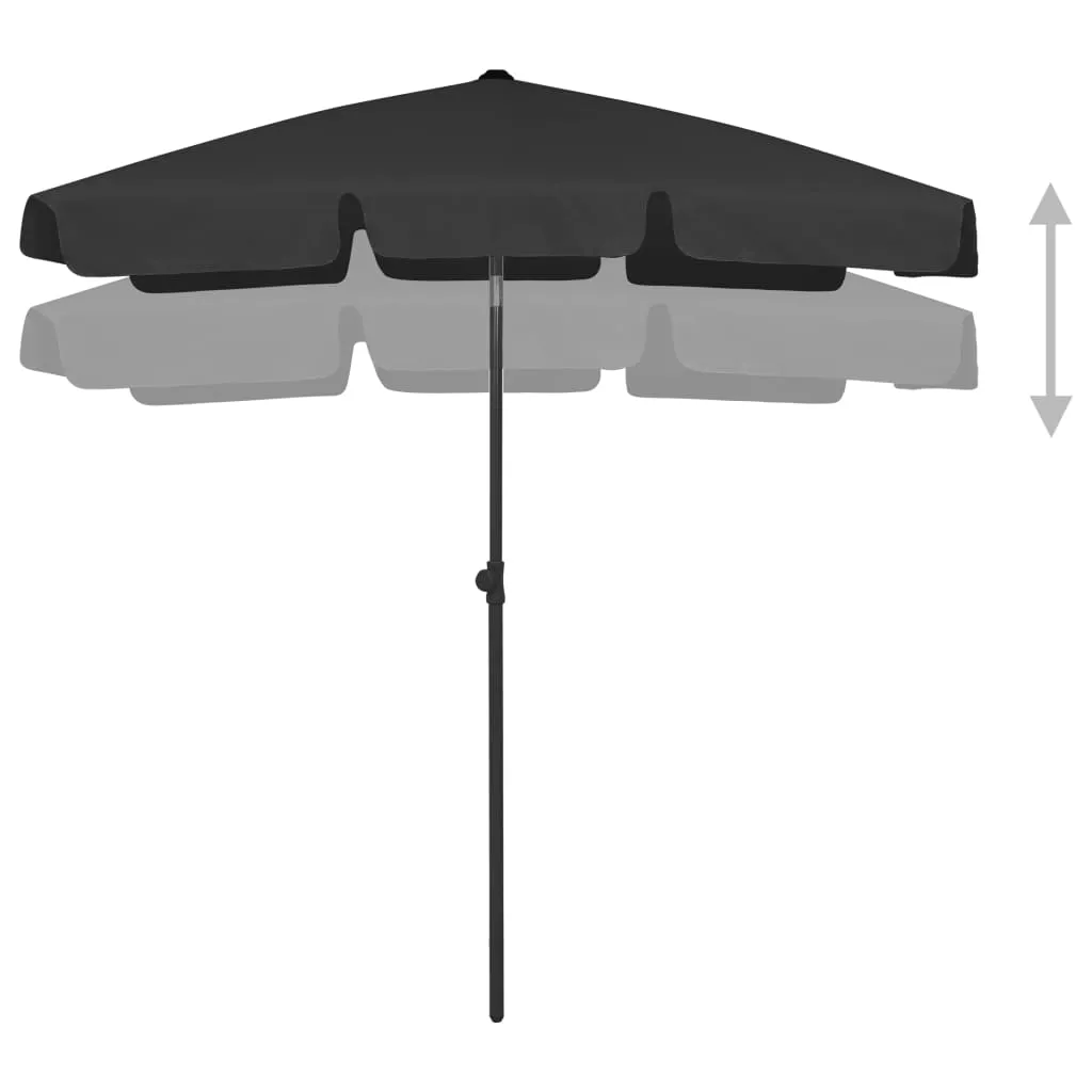 Beach Umbrella Black 180x120 cm