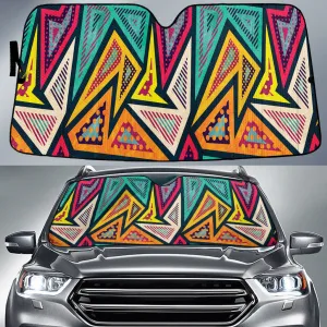 Bold Retro Geometric Pattern Colorful Geo Pattern Car Sun Shades Cover Auto Windshield Coolspod