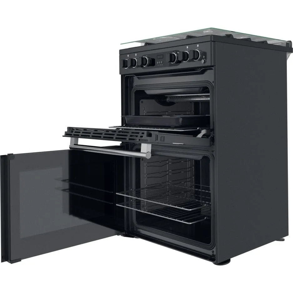 Cannon by Hotpoint CD67G0C2CA-UK 60cm Double Oven Gas Cooker - Anthracite Black