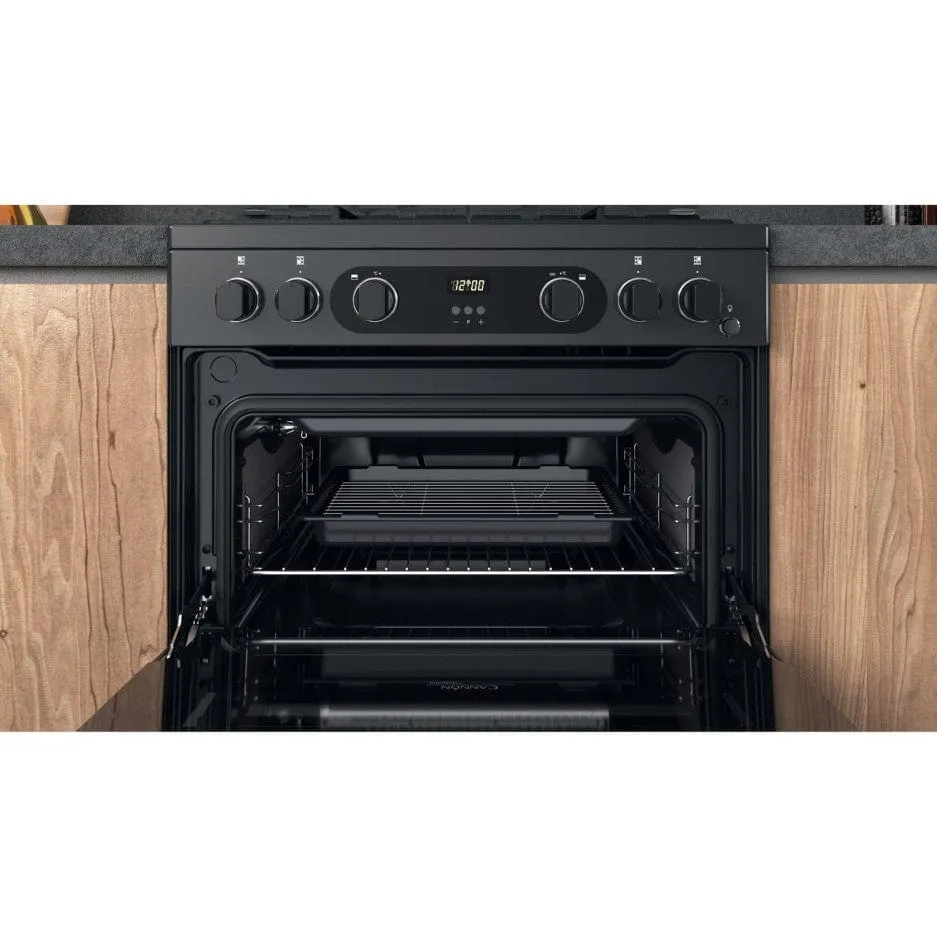 Cannon by Hotpoint CD67G0C2CA-UK 60cm Double Oven Gas Cooker - Anthracite Black