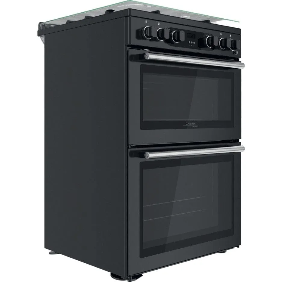 Cannon by Hotpoint CD67G0C2CA-UK 60cm Double Oven Gas Cooker - Anthracite Black