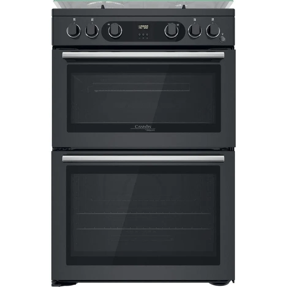 Cannon by Hotpoint CD67G0C2CA-UK 60cm Double Oven Gas Cooker - Anthracite Black