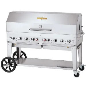 Crown Verity 60" Mobile Grill (Bulk Tanks Only) Dome Package with (2) Roll Domes CV-MCB-60-SI-BULK-RDP