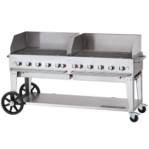 Crown Verity Liquid Propane 72" Mobile Outdoor Grill with Single Gas Connection, Bulk Tank Capacity, & Wind Guard Package CV-MCB-72-SI-BULK-WGP