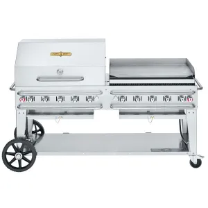 Crown Verity Liquid Propane 72" Pro Series Outdoor Rental Grill with RGP Roll Dome / Griddle Package CV-RCB-72RGP