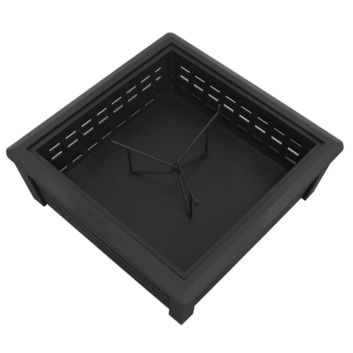 Dellonda DG43 35" Black Square Outdoor Fire Pit