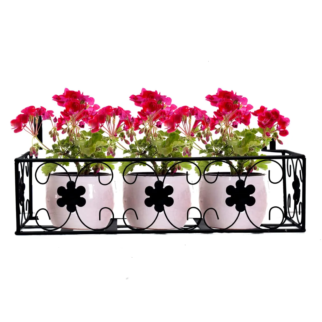 Dime Store Hanging Plant Stand / Plant Hanger For Balcony Indoor Outdoor Plants Hanger (Black, Over The Grill Balcony Rack)