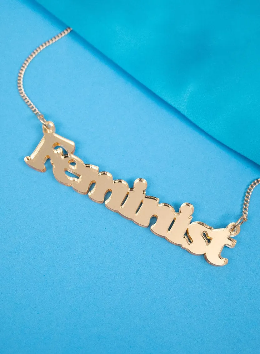 Feminist Necklace - Gold Mirror