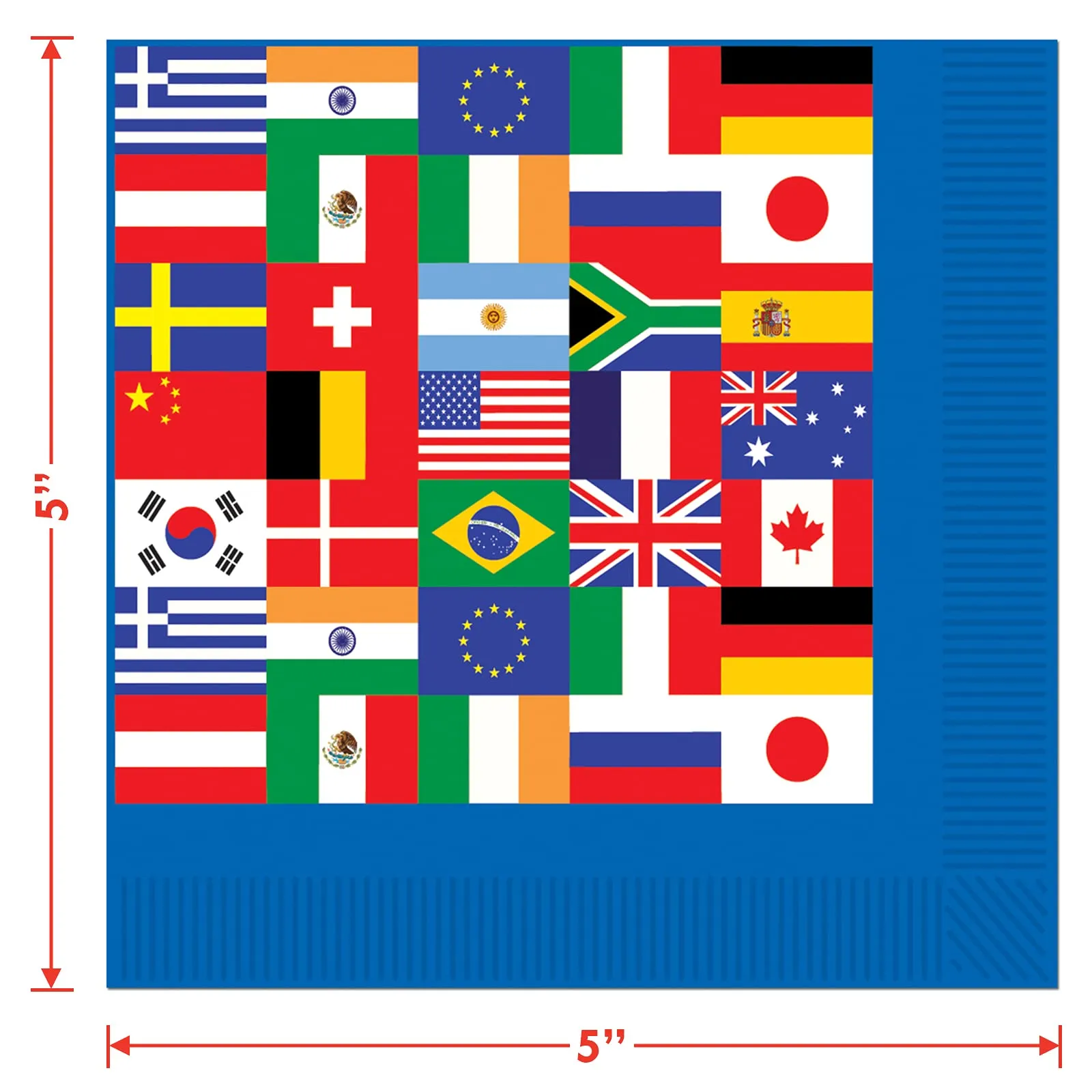 Flags of The World Olympics Party International Flag Paper Dessert Plates, Napkins, Cups, Table Cover, and Pennant Banner Set (Serves 16)