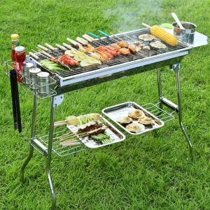 Foldable BBQ Grill Outdoor Stainless Steel Barbecue Tool