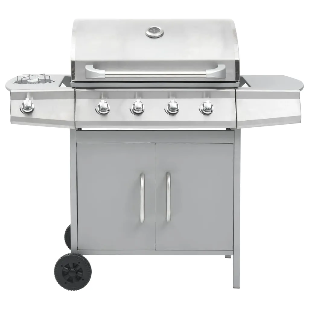 Gas Barbecue Grill 4 1 Cooking Zone Silver Stainless Steel