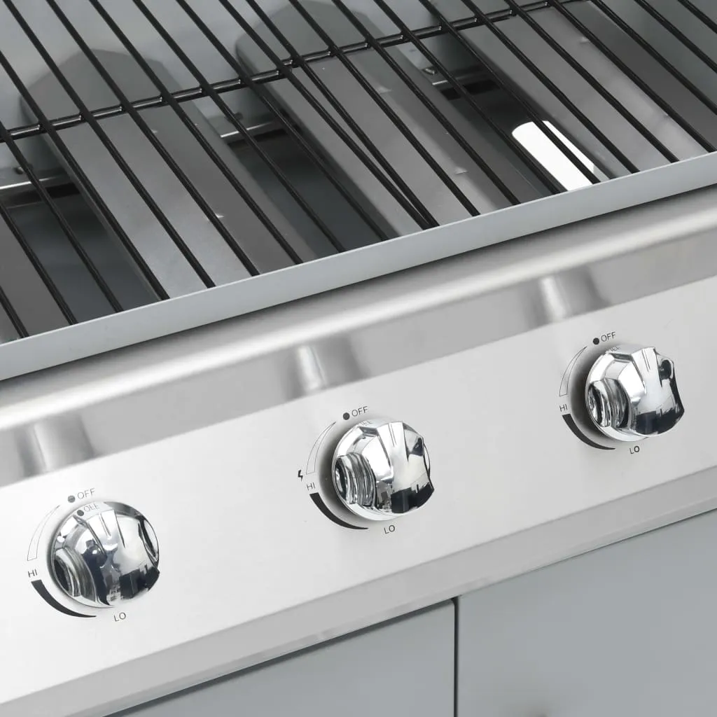 Gas Barbecue Grill 4 1 Cooking Zone Silver Stainless Steel