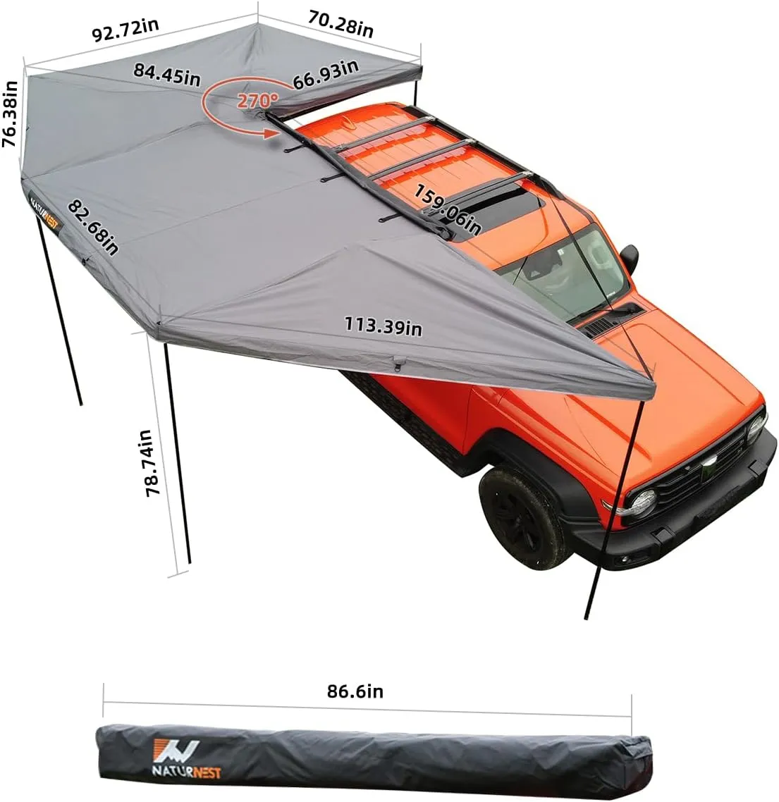 Hard Shell Rooftop Tent, Quick Setup, All-Season Overland Camping Tent for SUV, Jeep, Van, and Pickup Truck