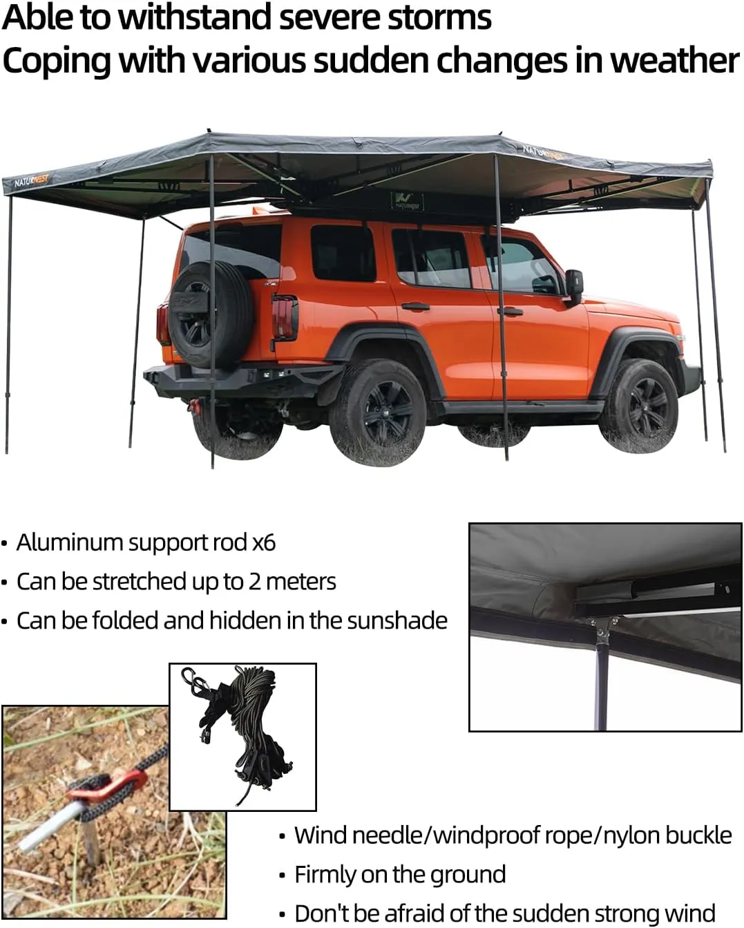 Hard Shell Rooftop Tent, Quick Setup, All-Season Overland Camping Tent for SUV, Jeep, Van, and Pickup Truck