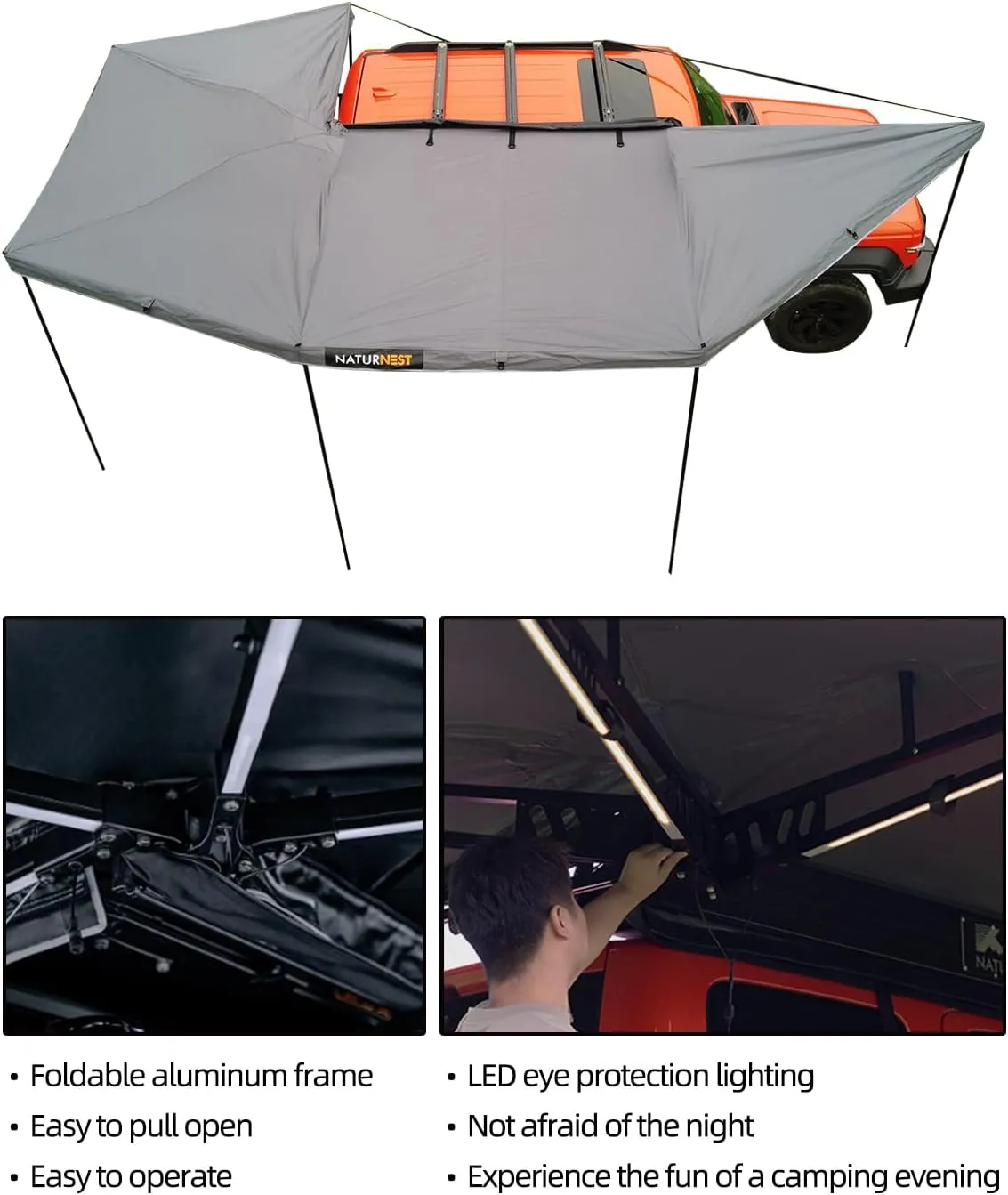 Hard Shell Rooftop Tent, Quick Setup, All-Season Overland Camping Tent for SUV, Jeep, Van, and Pickup Truck