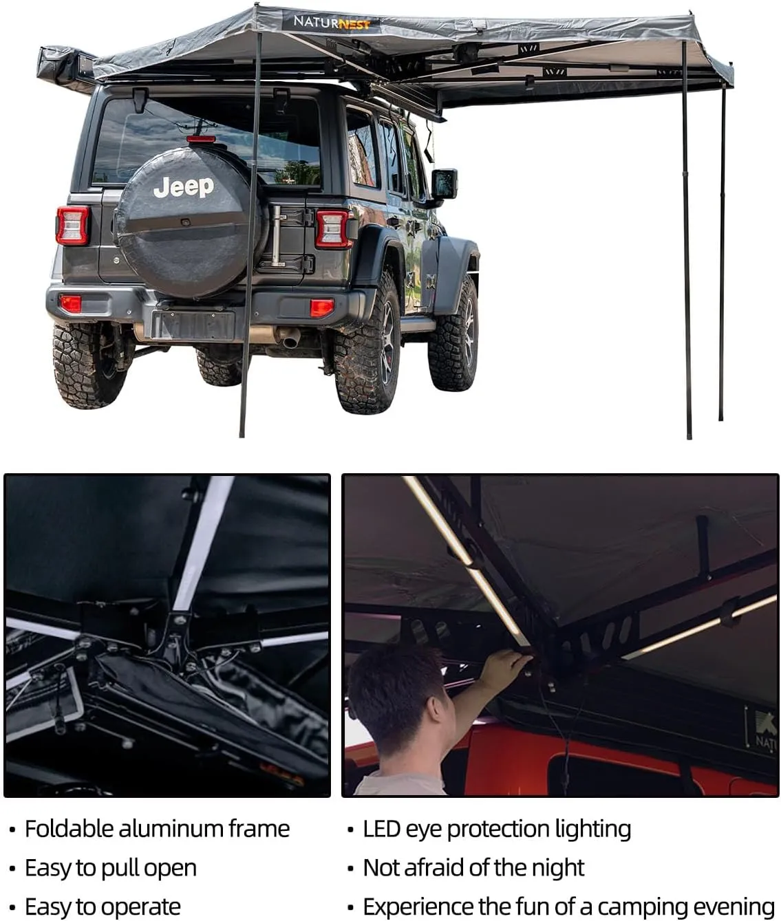 Hard Shell Rooftop Tent, Quick Setup, All-Season Overland Camping Tent for SUV, Jeep, Van, and Pickup Truck