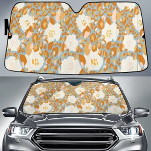 Hawaiian Hibiscus Flower Over Orange Leopard Skin Car Sun Shades Cover Auto Windshield Coolspod