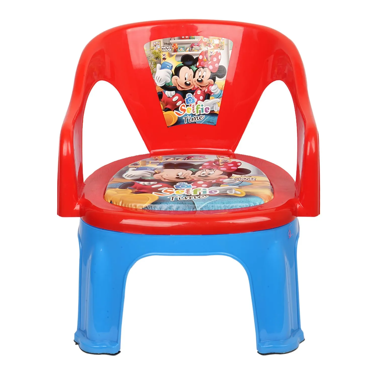 Heart Home Disney Mickey Kids Chair | Plastic Foldable Kids Chair | Chair for Kidsroom | School Study Stool | Baby Stool | Indoor or Outdoor Stool for Kids | Capacity 30 Kg | Red & Blue