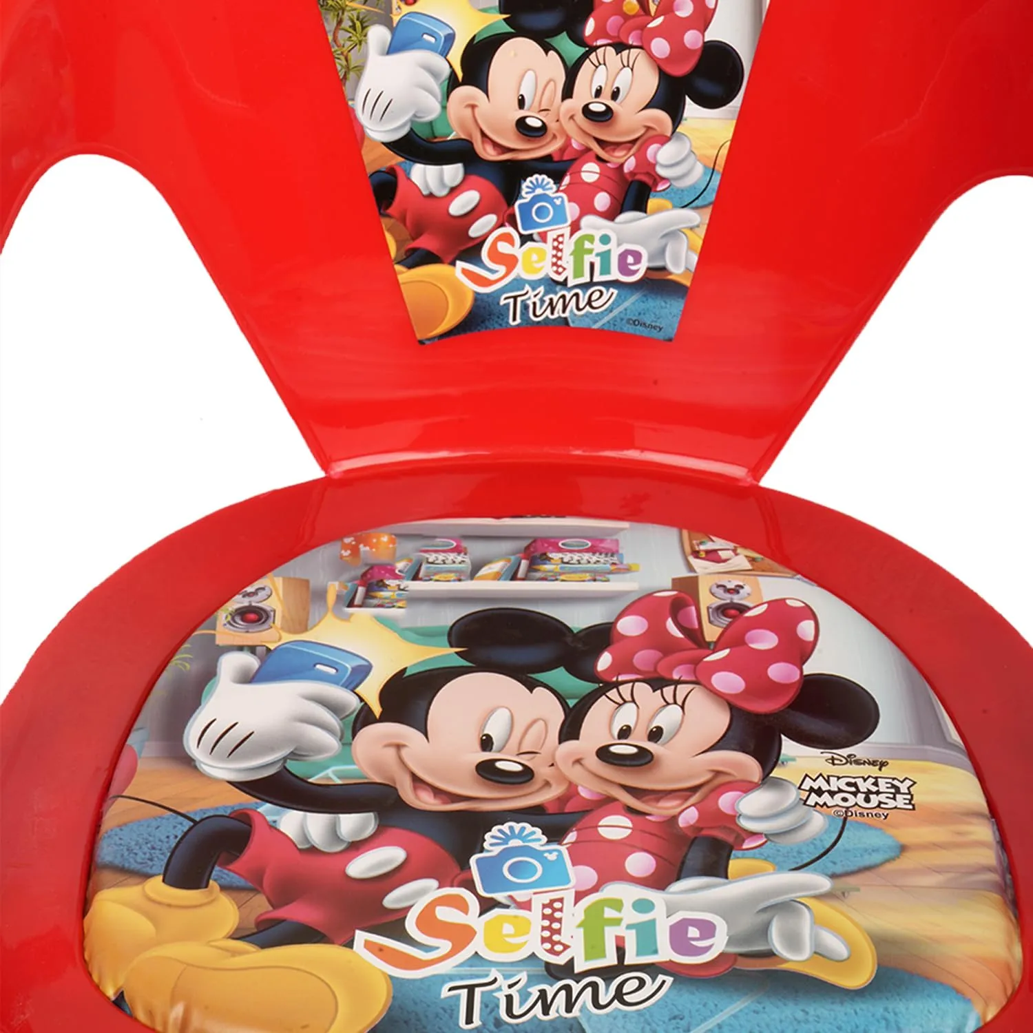 Heart Home Disney Mickey Kids Chair | Plastic Foldable Kids Chair | Chair for Kidsroom | School Study Stool | Baby Stool | Indoor or Outdoor Stool for Kids | Capacity 30 Kg | Red & Blue