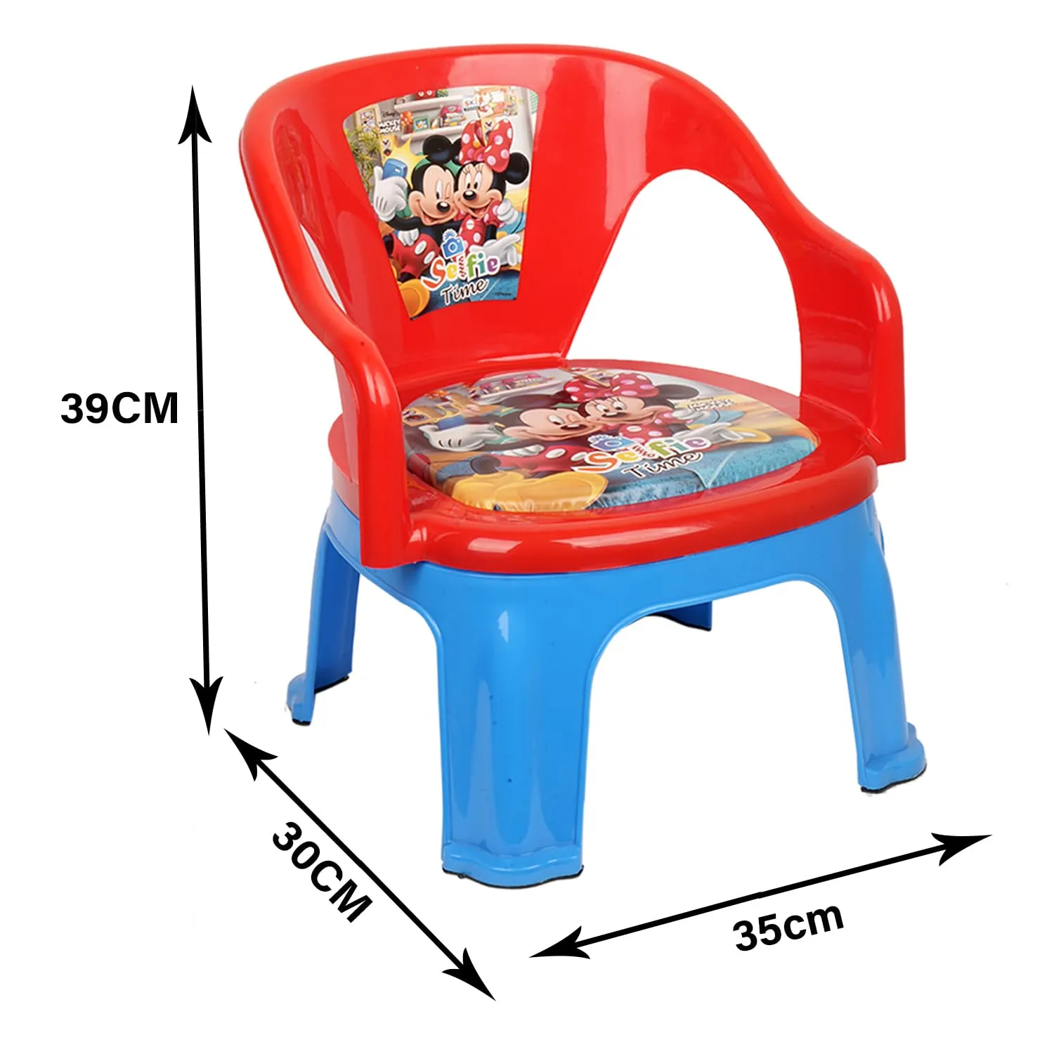 Heart Home Disney Mickey Kids Chair | Plastic Foldable Kids Chair | Chair for Kidsroom | School Study Stool | Baby Stool | Indoor or Outdoor Stool for Kids | Capacity 30 Kg | Red & Blue