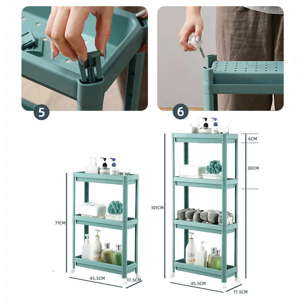 High Load-Bearing 4-Layer Gap Storage Rack with Wheels