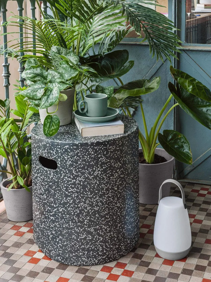 Jairo Terrazzo Outdoor Side Table - Speckled Charcoal