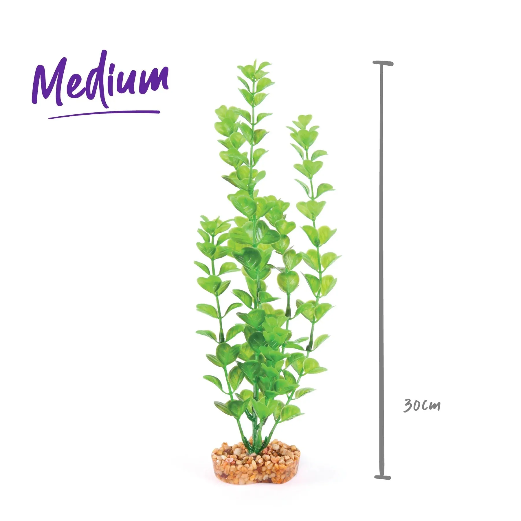 Kazoo Aquarium Artificial Plant Green with Medium Leaves 30cm