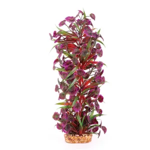 Kazoo Aquarium Artificial Plant with Thin Leaves and Maroon Flowers Extra Large***