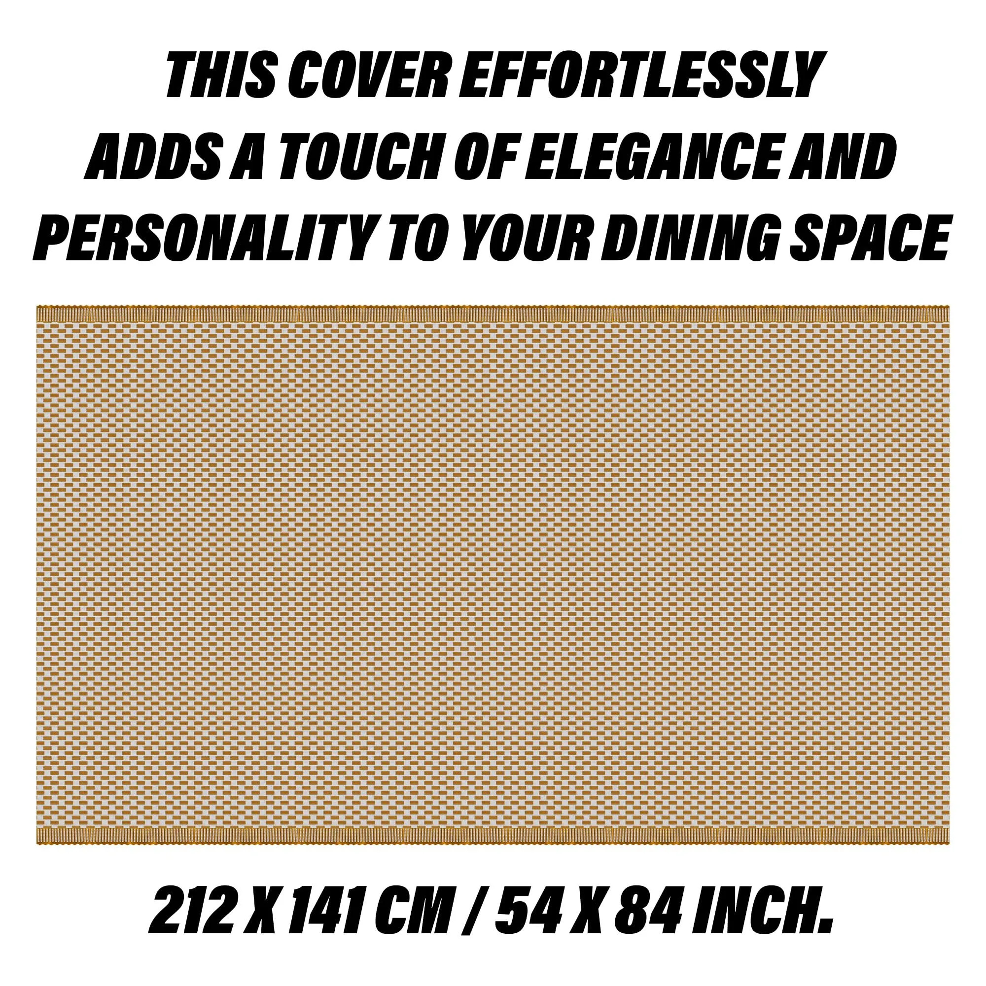 Kuber Industries Table Cover | Polyvinyl Dining Table Cloth Cover | Center Table Cover | Table Cover for Kitchen Table | Lining Table Cover for Hall Décor | 54x84 Inch | Golden