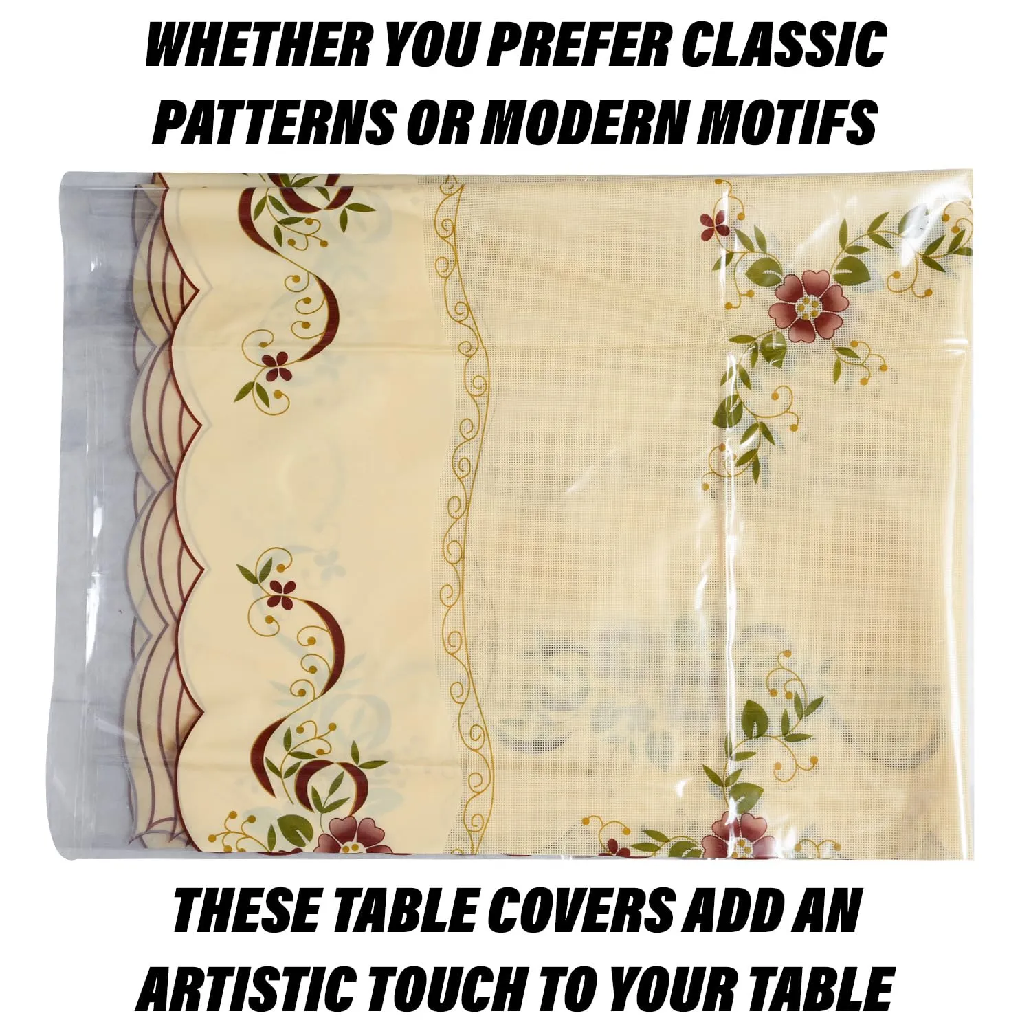 Kuber Industries Table Cover | PVC Dining Table Cover | Table Cloth | Center Table Cover | Table Cover for Kitchen Table | Alloy Table Cover for Hall Décor | 54 Inch | Cream