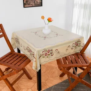 Kuber Industries Table Cover | PVC Dining Table Cover | Table Cloth | Center Table Cover | Table Cover for Kitchen Table | Alloy Table Cover for Hall Décor | 54 Inch | Cream