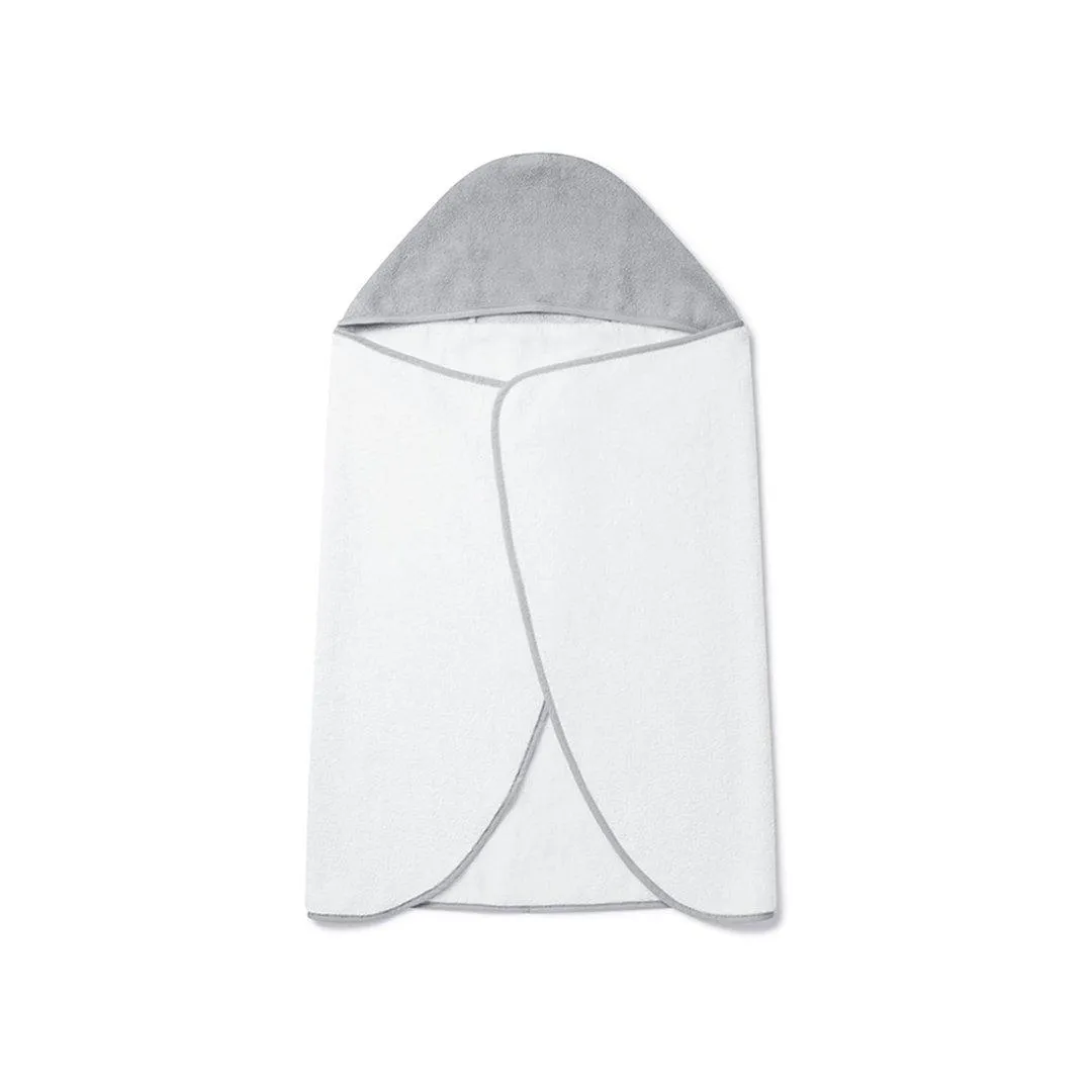 MORI Hooded Toddler Bath Towel - White   Grey